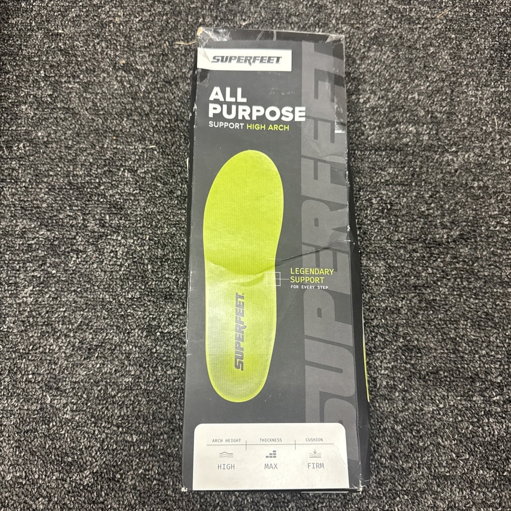 Superfeet All-Purpose High Arch Green Insole Size D Men 7.5 - 9 / Women 8.5 - 10